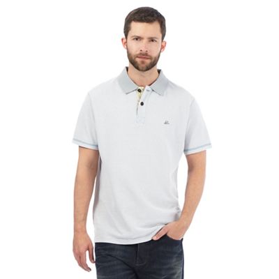 Light grey spotted leaf lined polo shirt